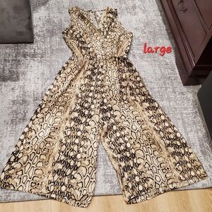 TACERA Stylish Snake Print Jumpsuit~LARGE